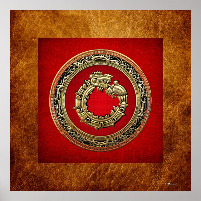 [150] Serpent Gud Quetzalcoatl [Guld] Poster (Framsidan)