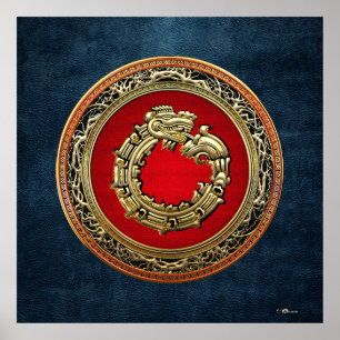 [150] Serpent Gud Quetzalcoatl [Guld] Poster