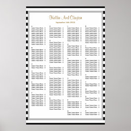 150 Sittplatsdiagram för svart/vitt Rand Bröllop Poster