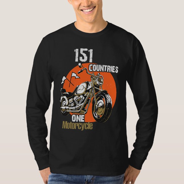 151 Countries One Motorcycle T Shirt (Framsida)