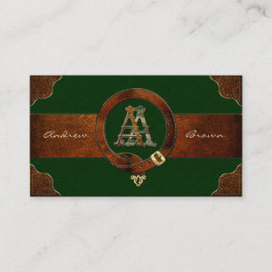 [154] AA Monogram [Bras+läder] Visitkort