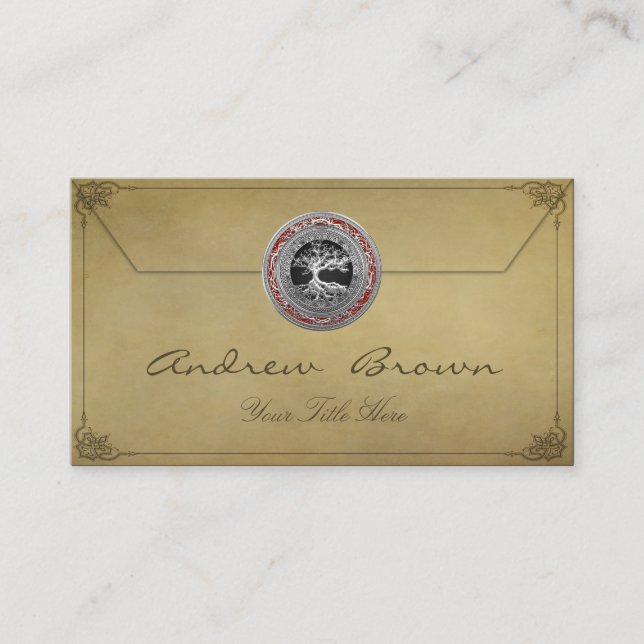 [154] SkattTrove: Celtic livets träd [silver] Visitkort (Framsida)