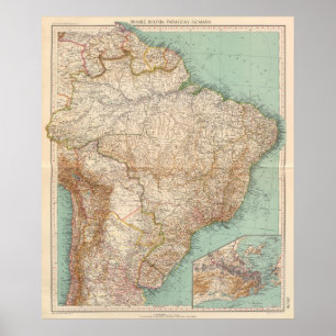 15556 Brasilien, Bolivia, Paraguay, Guiana Poster