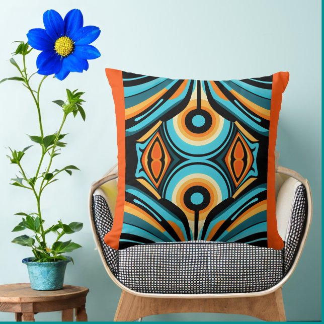 155 blå och orange mönster enkla former kudde (Skapare uppladdad)