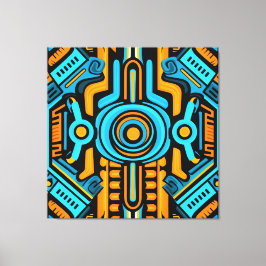 155 blå och orange symmetrisk mönster canvastryck