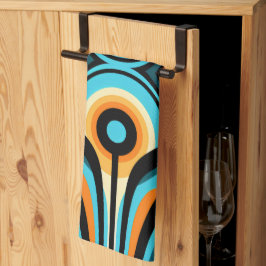 155 enkla former av blått och orange mönster kökshandduk