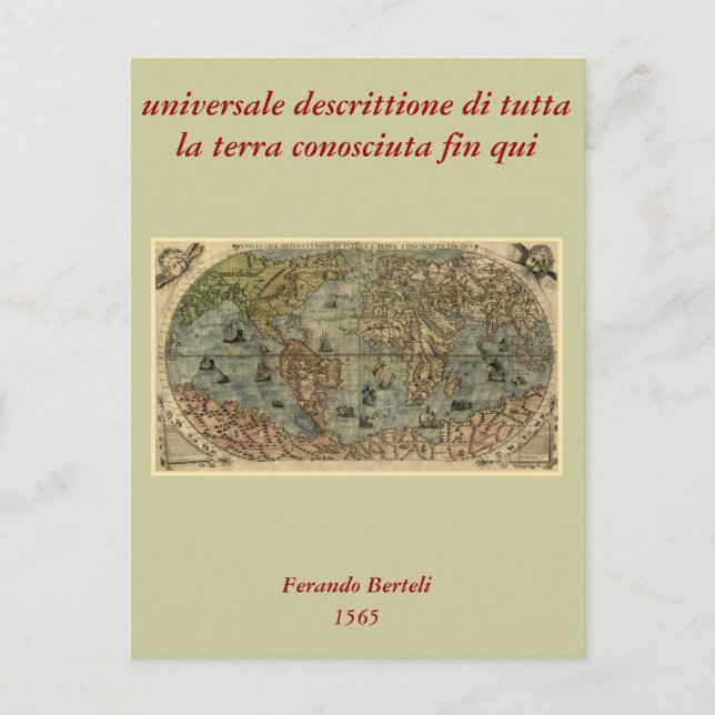 1565 Ferando Berteli (Fernando Bertelli) Världskar Vykort (Framsida)