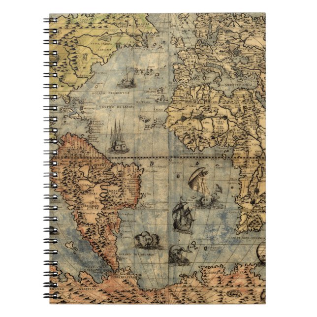 1565 Forlani AntiquevWorld Karta Renaissance Anteckningsbok Med Spiral (Framsidan)