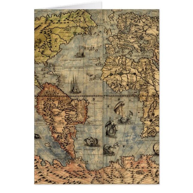 1565 Forlani AntiquevWorld Karta Renaissance Hälsningskort (Framsidan)