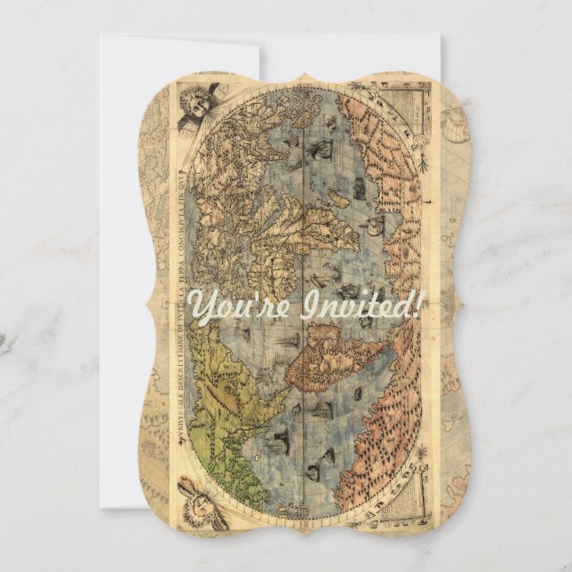1565 Forlani AntiquevWorld Karta Renaissance Inbjudningar (Framsida)