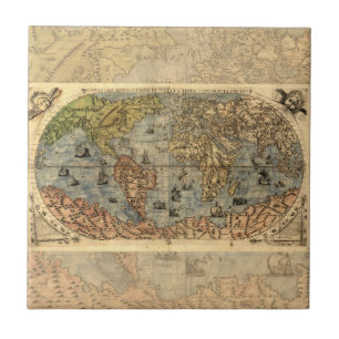 1565 Forlani AntiquevWorld Karta Renaissance Kakelplatta