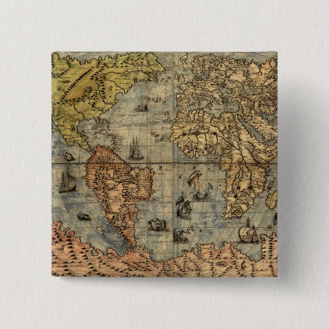 1565 Forlani AntiquevWorld Karta Renaissance Knapp (Framsida)