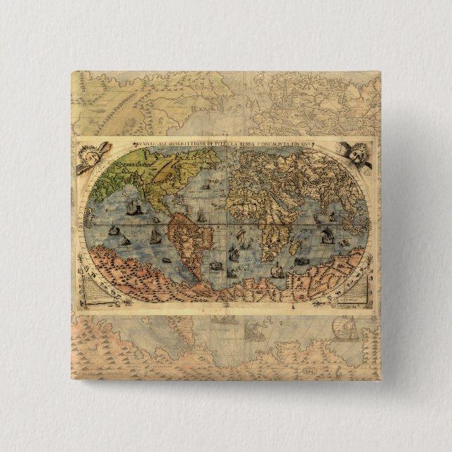 1565 Forlani AntiquevWorld Karta Renaissance Knapp (Framsida)