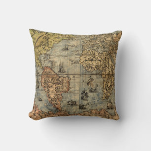 1565 Forlani AntiquevWorld Karta Renaissance Kudde