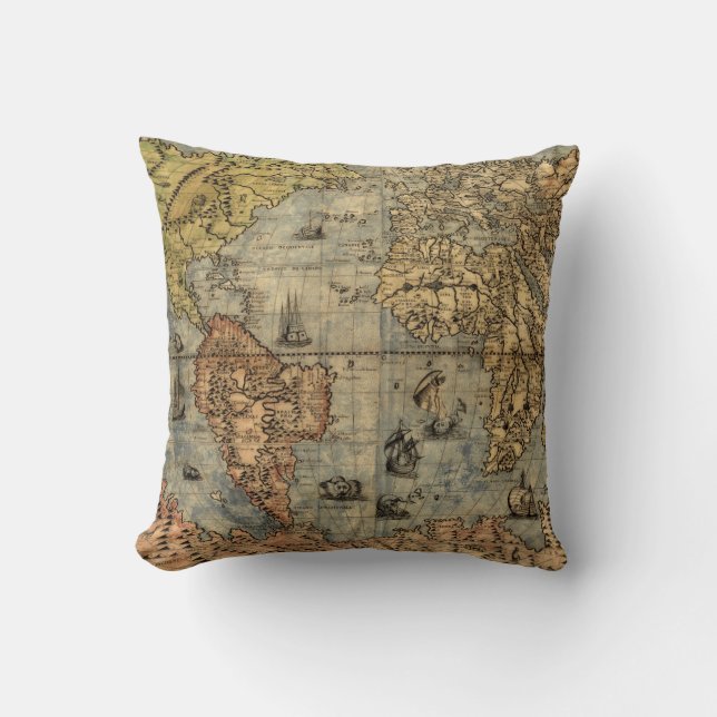 1565 Forlani AntiquevWorld Karta Renaissance Kudde (Framsida)