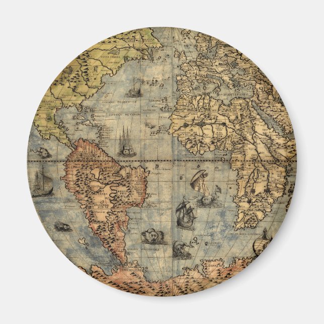 1565 Forlani AntiquevWorld Karta Renaissance Magnet (Framsidan)