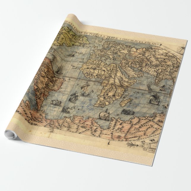 1565 Forlani AntiquevWorld Karta Renaissance Presentpapper (Utrullad)