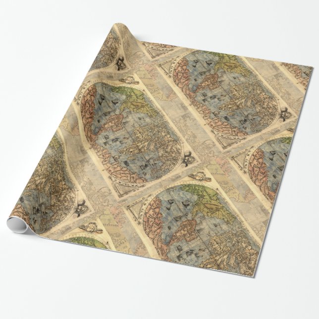 1565 Forlani AntiquevWorld Karta Renaissance Presentpapper (Utrullad)