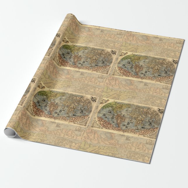 1565 Forlani AntiquevWorld Karta Renaissance Presentpapper (Utrullad)