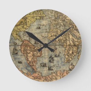1565 Forlani AntiquevWorld Karta Renaissance Rund Klocka