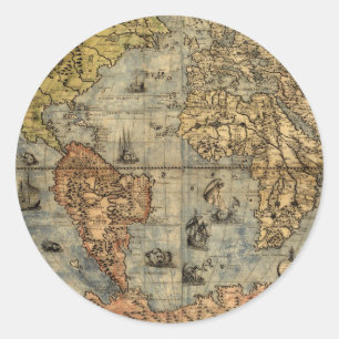 1565 Forlani AntiquevWorld Karta Renaissance Runt Klistermärke
