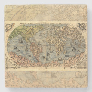 1565 Forlani AntiquevWorld Karta Renaissance Stenunderlägg