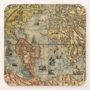 1565 Forlani AntiquevWorld Karta Renaissance Underlägg Papper Kvadrat