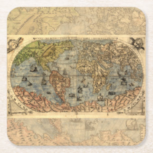 1565 Forlani AntiquevWorld Karta Renaissance Underlägg Papper Kvadrat