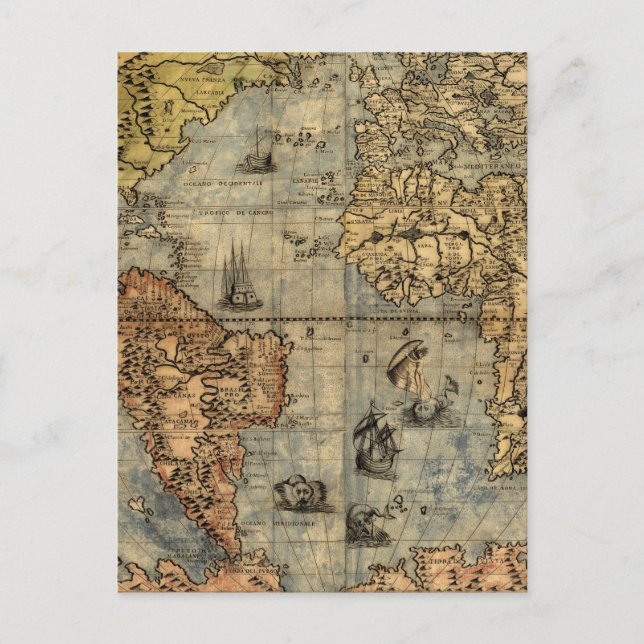 1565 Forlani AntiquevWorld Karta Renaissance Vykort (Framsida)