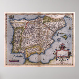 1570 Spanien Renaissance Karta Poster