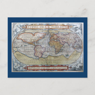1572 Typus Orbis Terrarum Ortelius World Map Vykort