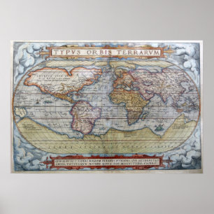 1572 Världskarta Poster