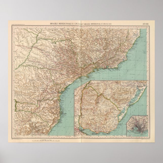 15758 Södra Brasilien, Uruguay Poster (Framsidan)