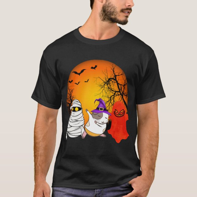 157 Guinea Gris Halloween Pumpkin T Shirt (Framsida)