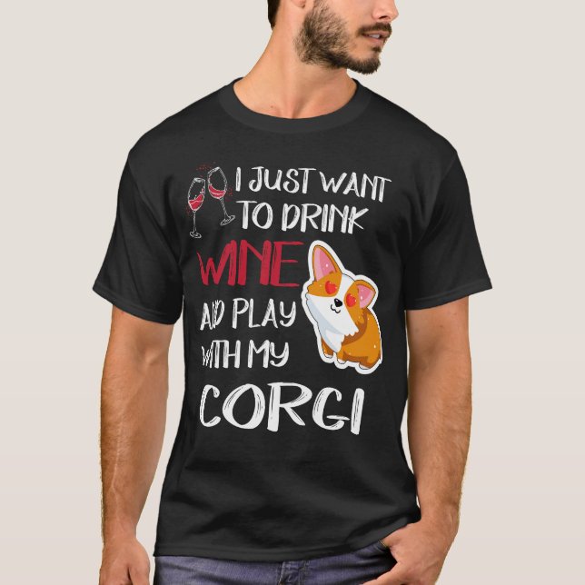 157 Jag vill bara dricka Vin T Shirt (Framsida)