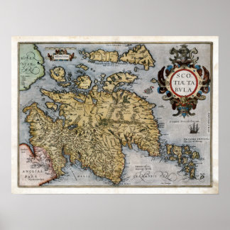 1580 Skottland Karta Poster