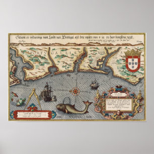 1584 Karta i Portugal Poster