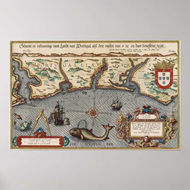 1584 Karta i Portugal Poster (Framsidan)