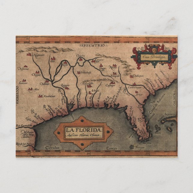 1584 La Florida Karta vykort (Framsida)