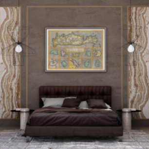 1584 Ortelius Karta på Kreta och tio grekiska öar Poster