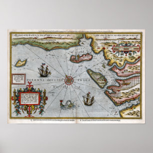 1586 franska kustenkarta poster