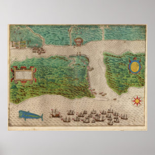 1589 karta - drake resa - St Augustine, Florida Poster