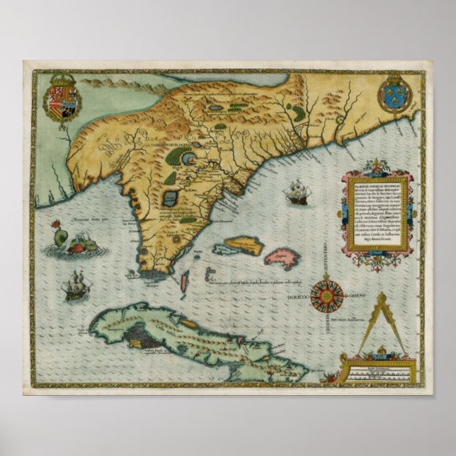 1591 Karta i Florida Poster (Framsidan)