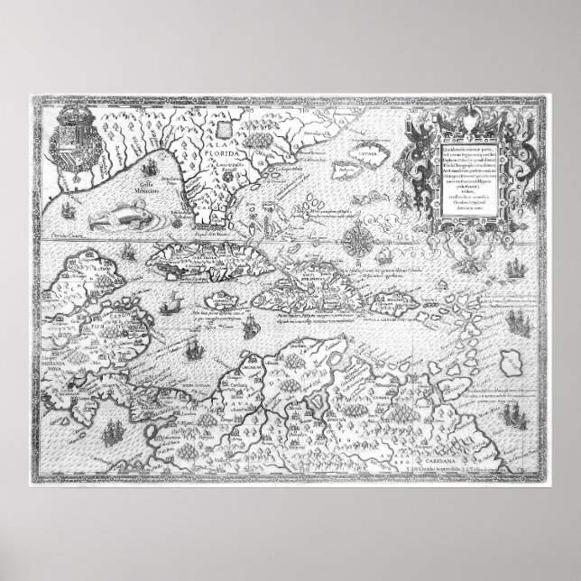 1594 Karta i Centralamerika Poster (Framsidan)