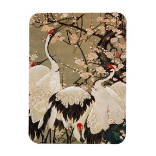 15. 梅花群鶴図, 若冲plommonblommar & kranar, Jakuchū Magnet