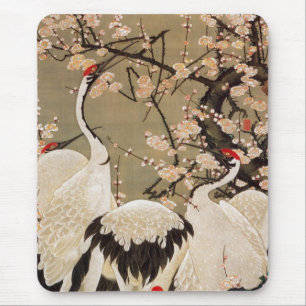 15. 梅花群鶴図, 若冲plommonblommar & kranar, Jakuchū Musmatta