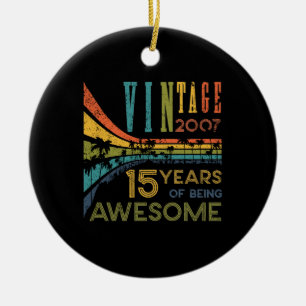 15 Åldersdagars Vintage 2017 15:e födelsedagen Julgransprydnad Keramik