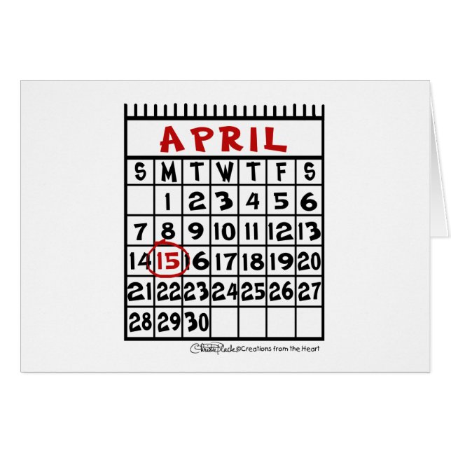 15 april - Skatt Humor Hälsningskort (Framsidan Horizontal)