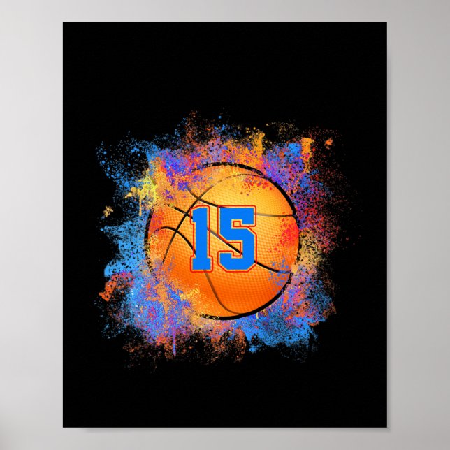 15 år Gamla barn 15:e födelsedagen Basketball Kids Poster (Framsidan)