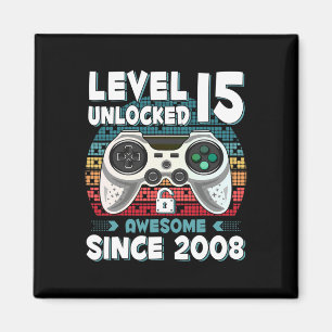 15 år gamla Bday Son Boy Funny Gamer 15 år gamla B Magnet